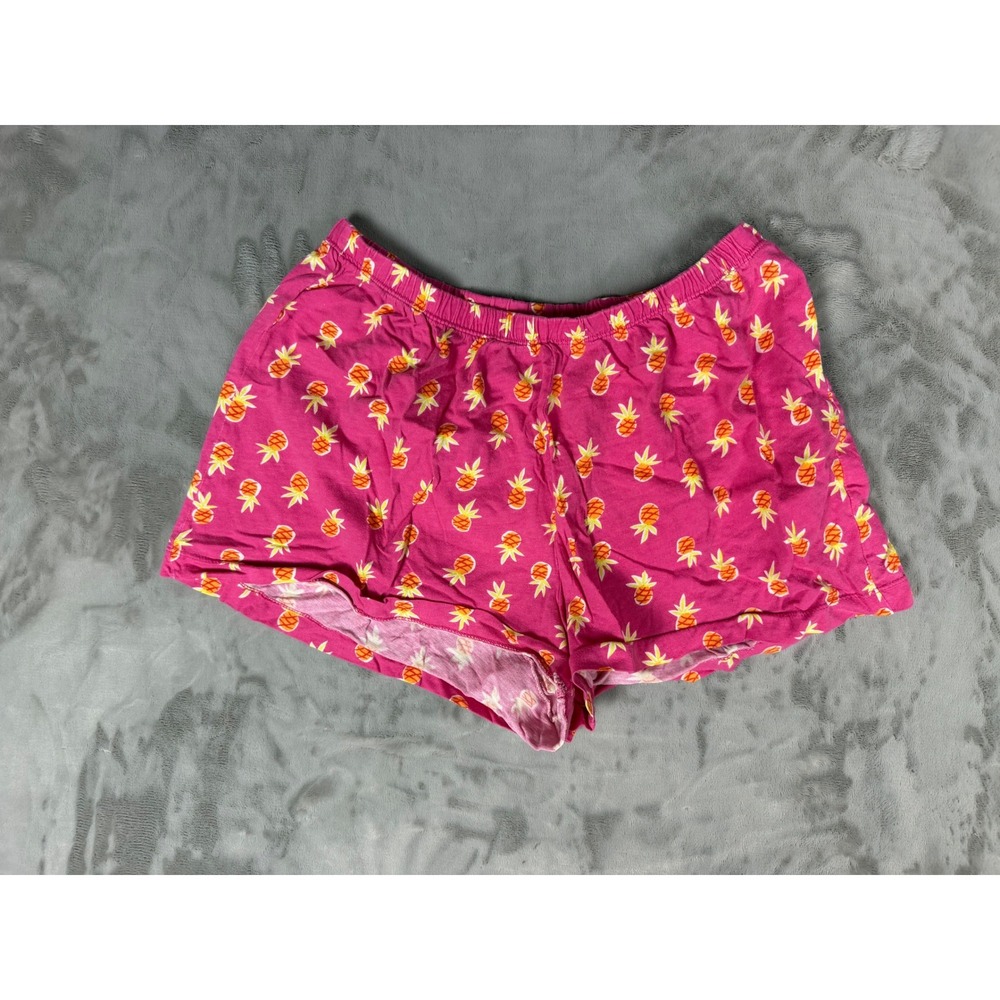 Hue Pink Pineapple Print Cotton Pajama Shorts Womens Small Sleepwear Loungewear